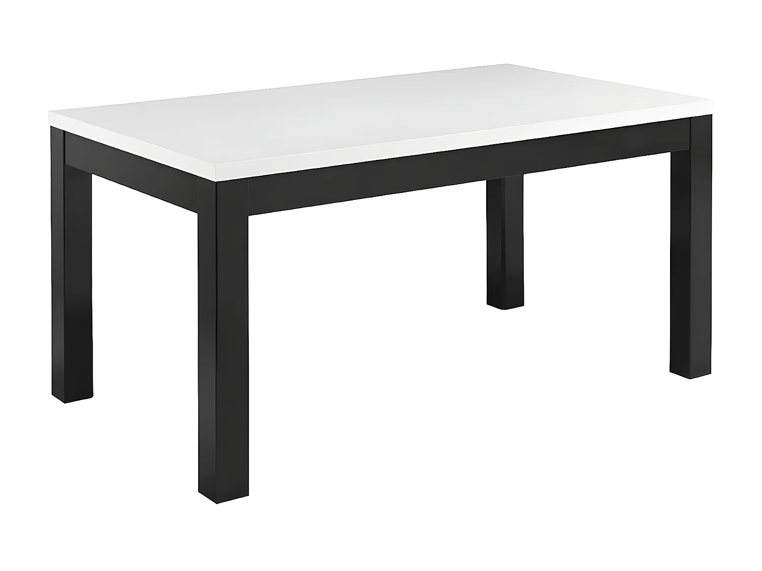 DEYTON - Ensemble Séjour Laqué Noir et Blanc Table 190cm + Buffet 3 Portes