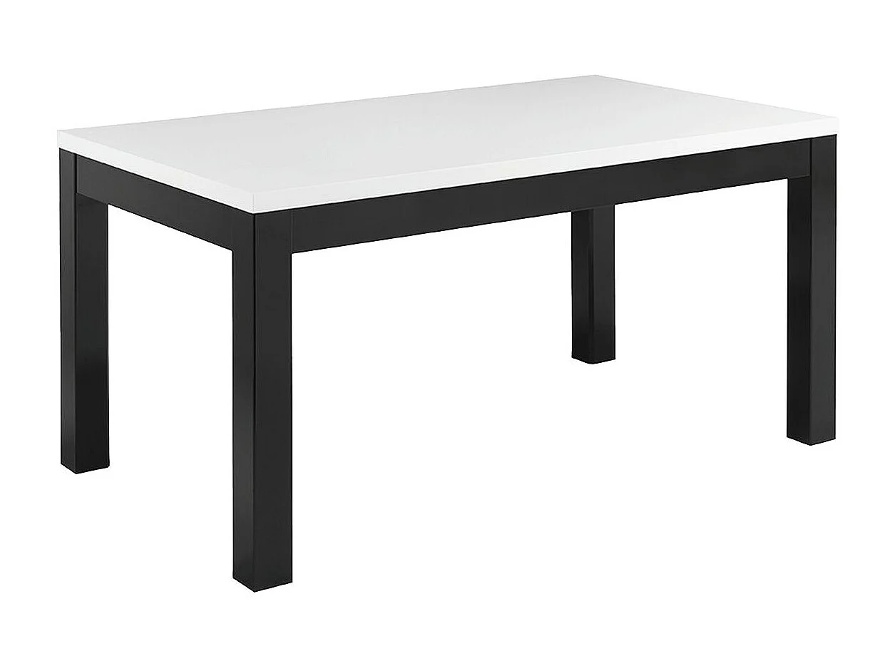 DEYTON - Ensemble Séjour Complet Laqué Noir et Blanc Table 160cm + Buffet + Vitrine avec Leds