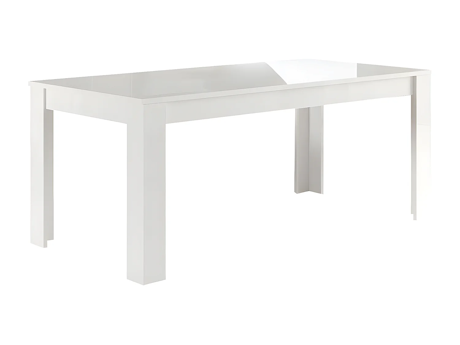 CLARK - Ensemble Séjour Laqué Blanc Table 160cm + Buffet 4 Portes