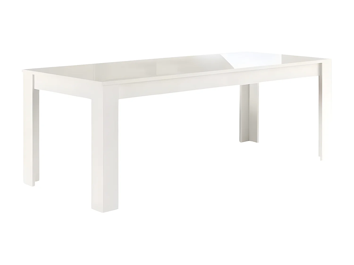 CLARK - Ensemble Séjour Laqué Blanc Table 190cm + Buffet 4 Portes