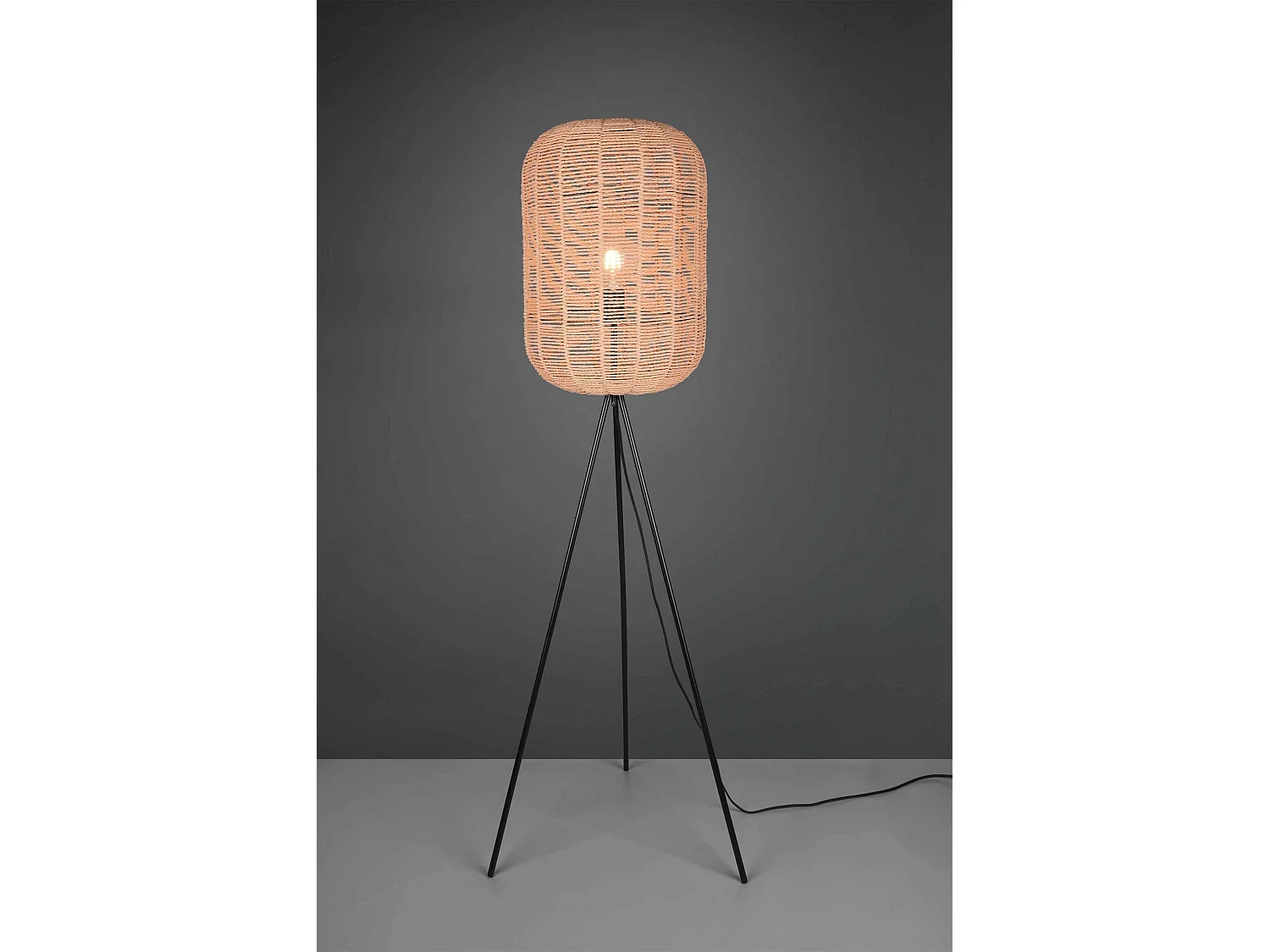 Lampadaire Led métal et sisal culot E27 - Trio - Runa