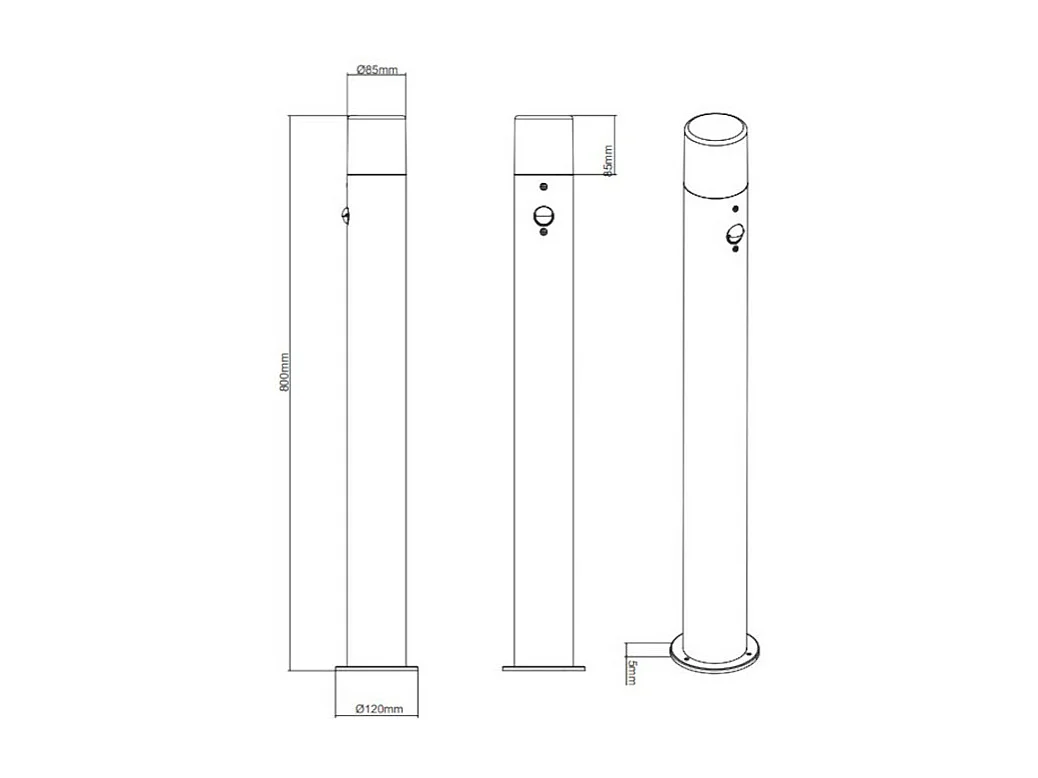 Borne extérieure 80 cm anthracite avec détecteur - Trio - Hoosic