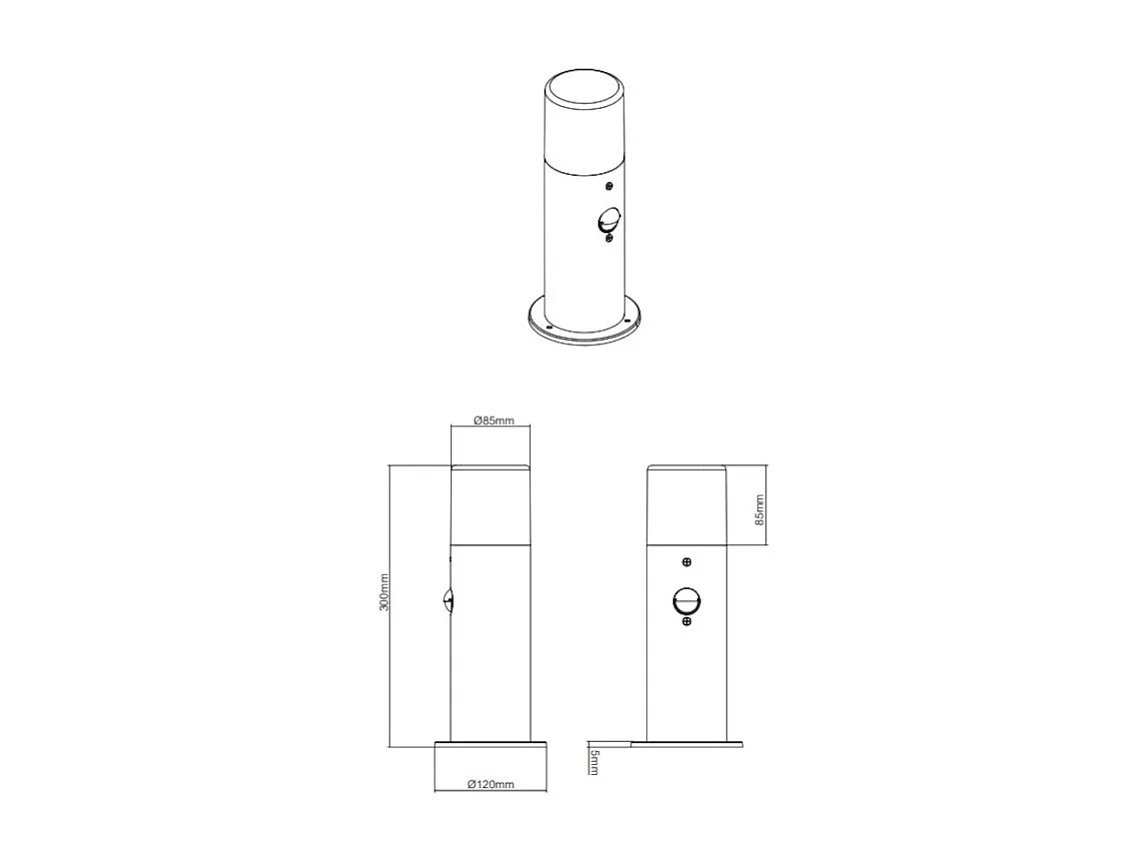 Borne extérieure 30 cm anthracite avec détecteur - Trio - Hoosic