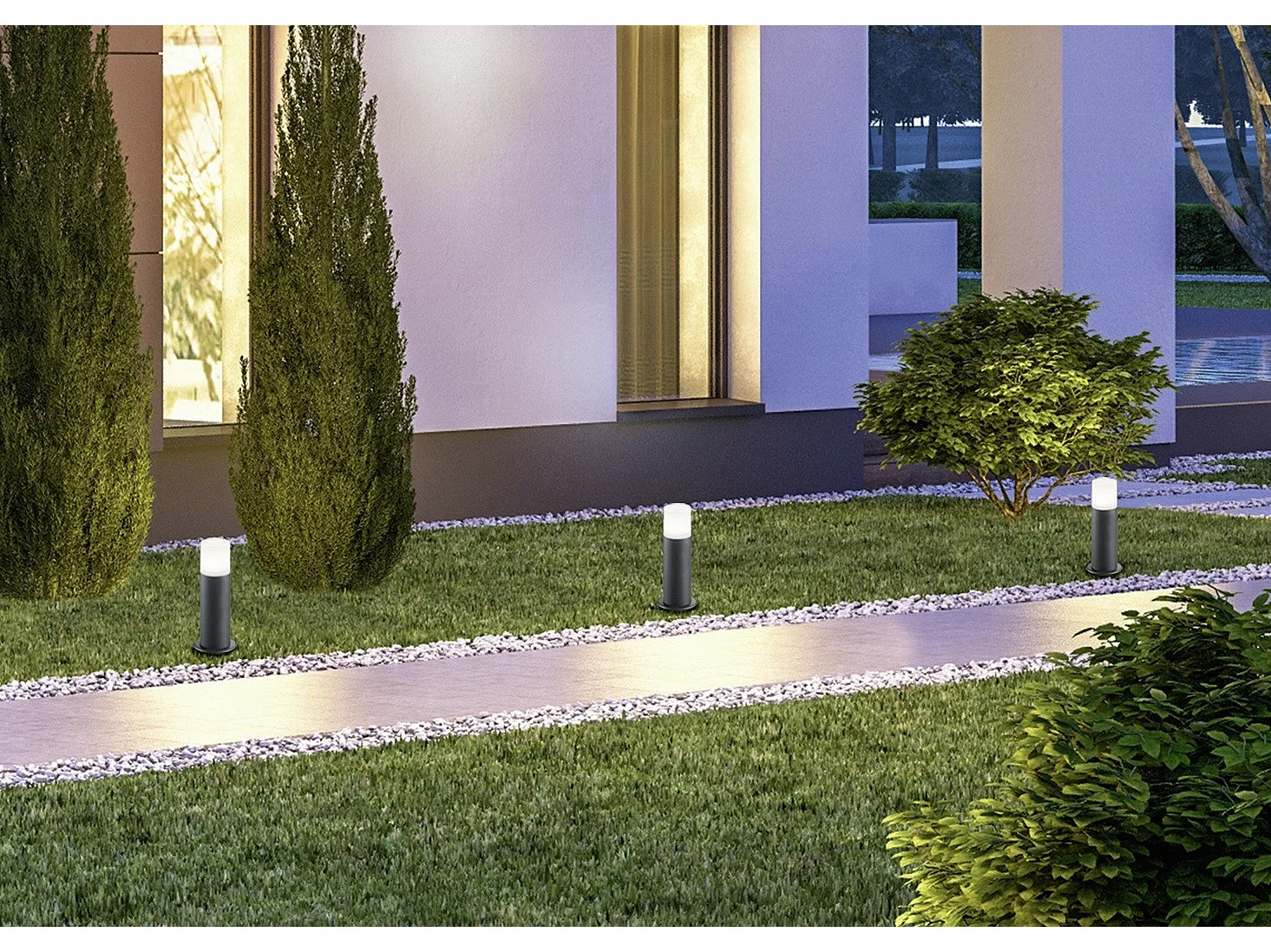 Borne extérieure 30 cm anthracite avec détecteur - Trio - Hoosic