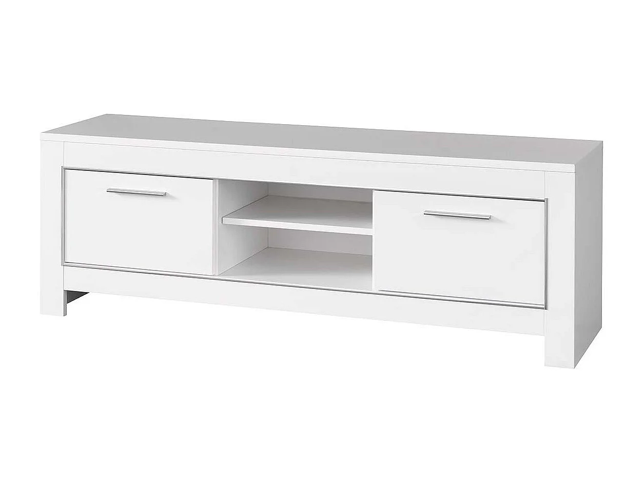 DENAE - Ensemble Salon Complet Laqué Blanc Brillant Meuble TV + Table Basse + Vitrines Leds