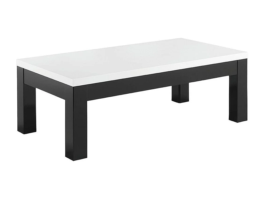 DEYTON - Ensemble Salon Complet Laqué Noir et Blanc Meuble TV + Vitrines avec Leds + Table Basse 127cm