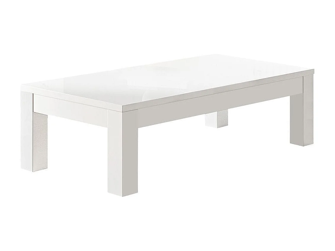 DEYTON - Ensemble Salon Complet Laqué Blanc Meuble TV + Vitrines avec Leds + Table Basse 127cm