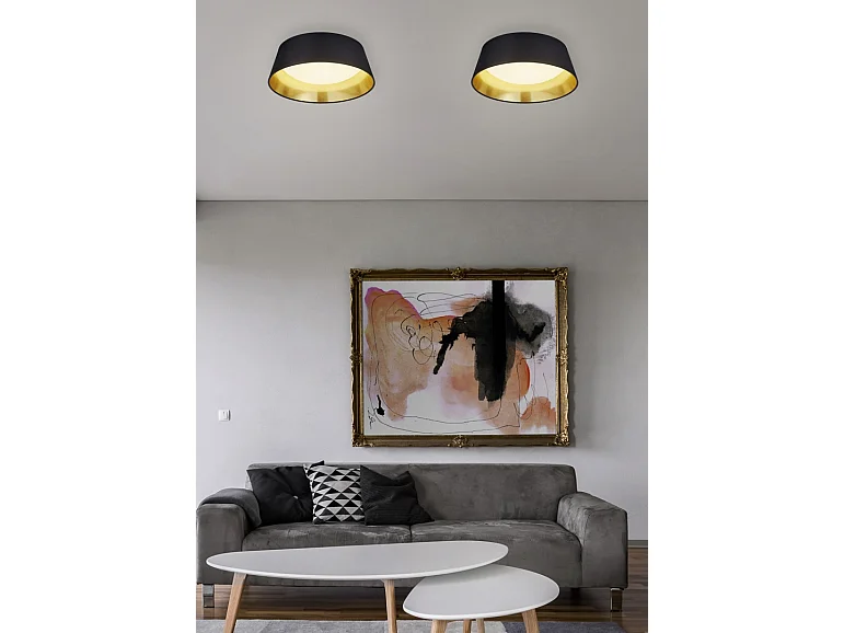 Plafoniera LED, tessuto, nero, 34x12x34 cm, Ponts