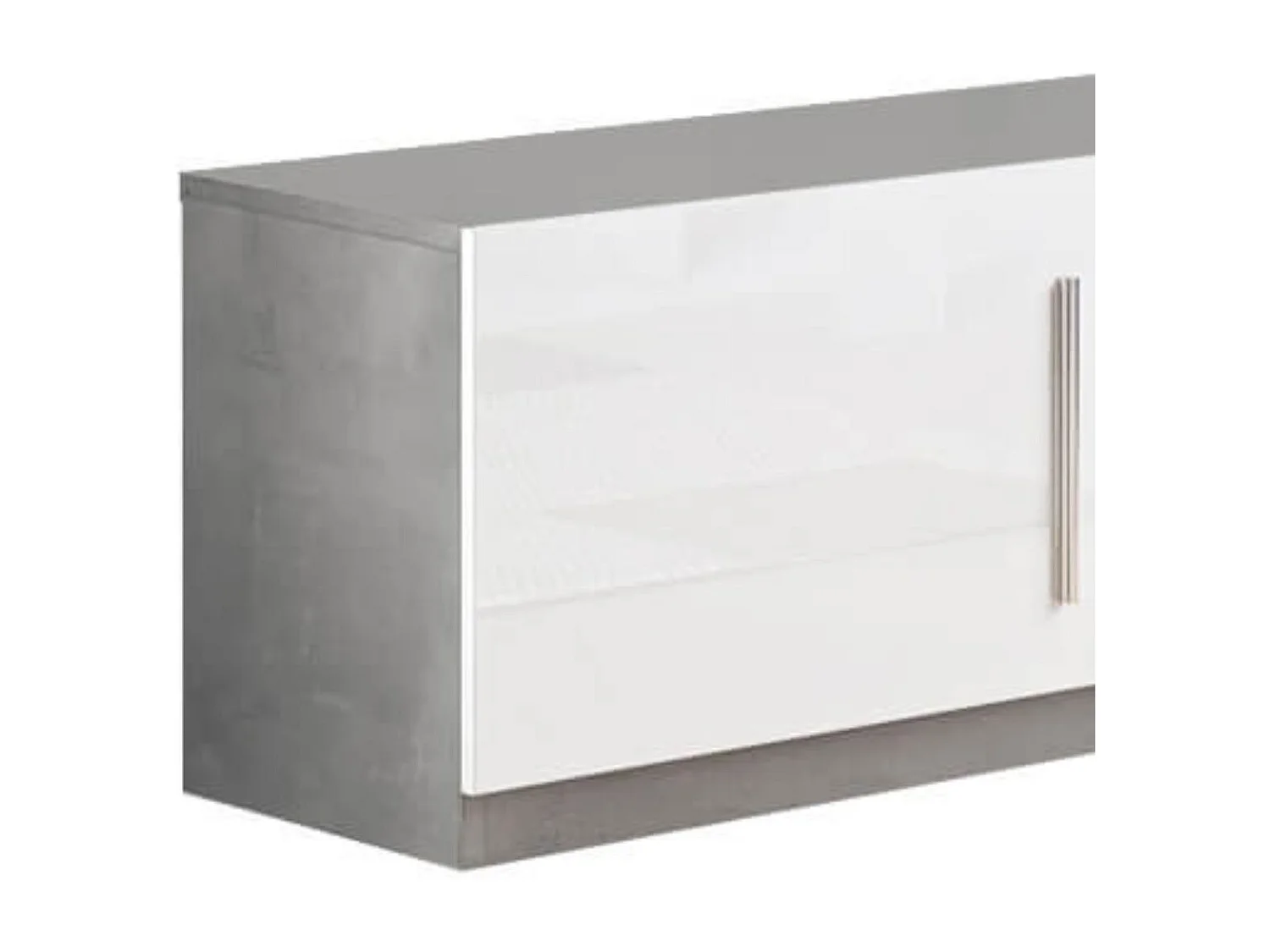 CLARK - Meuble TV 2 Portes Moderne Laqué Blanc et Marbre avec Leds