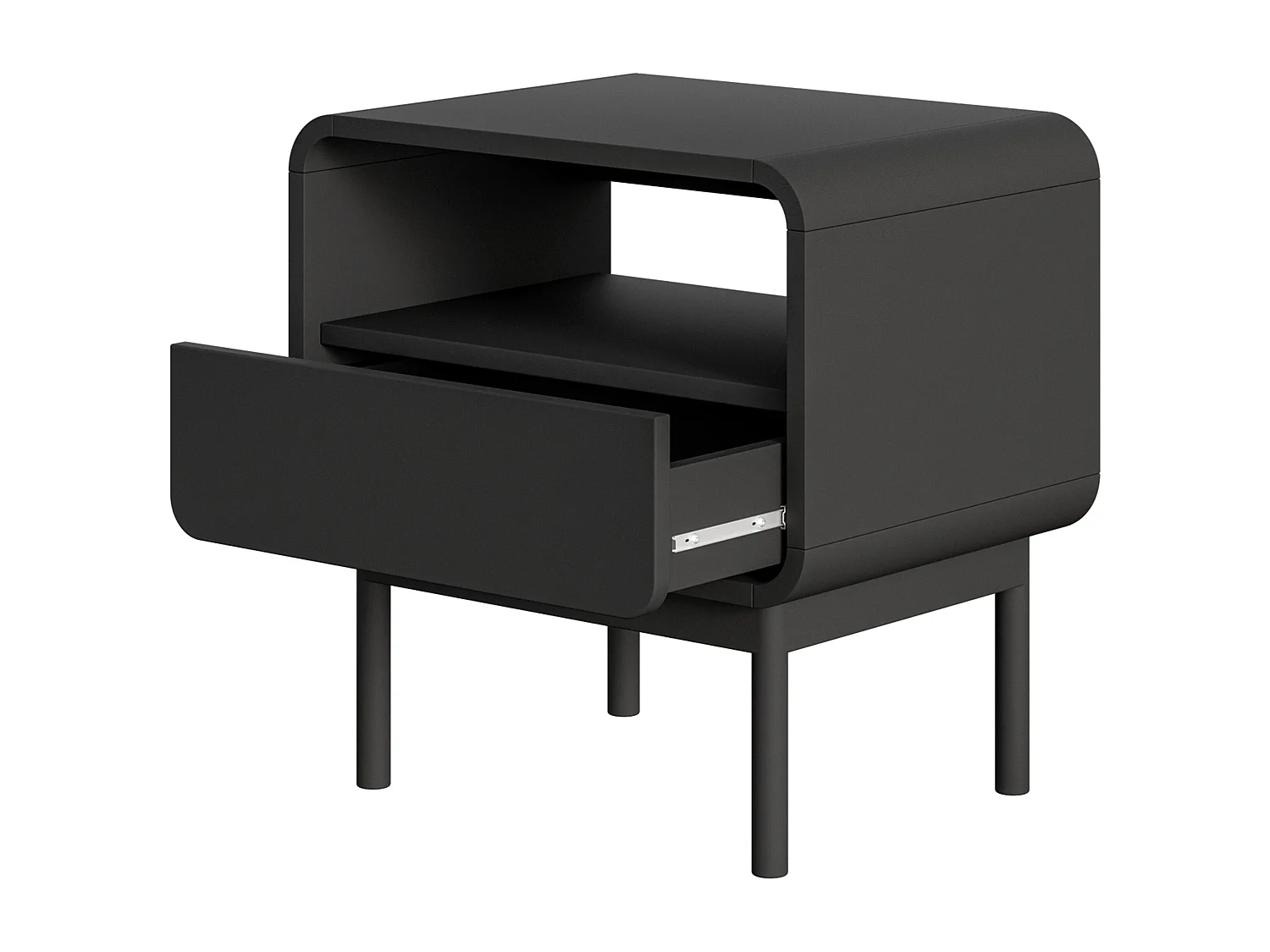 Comodino - 54 cm - con cassetto e rientranza - nero - ORO