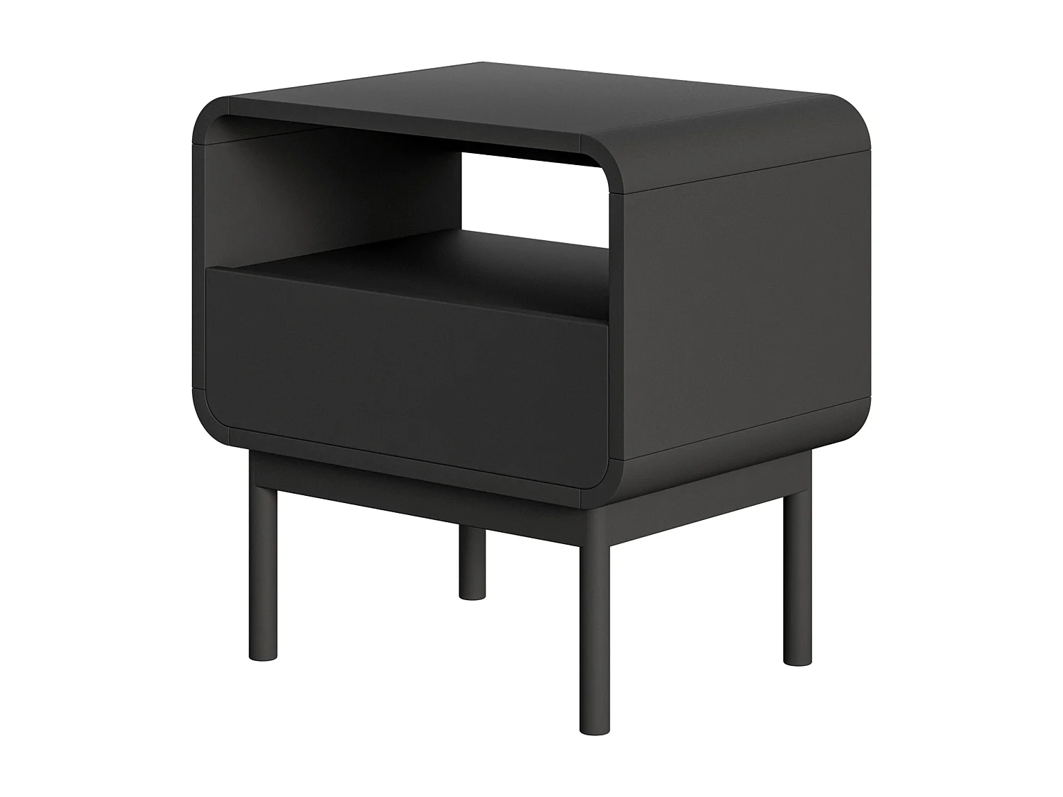 Comodino - 54 cm - con cassetto e rientranza - nero - ORO