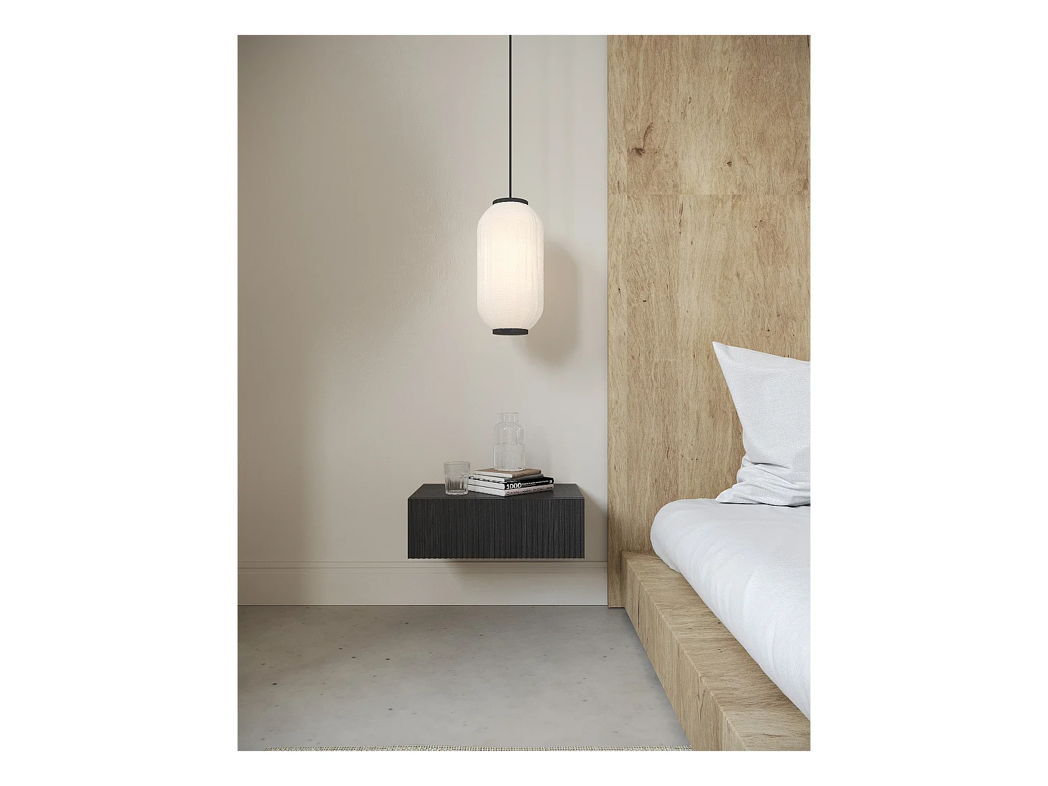 Nachtkonsole mit Schubalde - Holzoptik Esche Schwarz - 50 cm - NOLIE