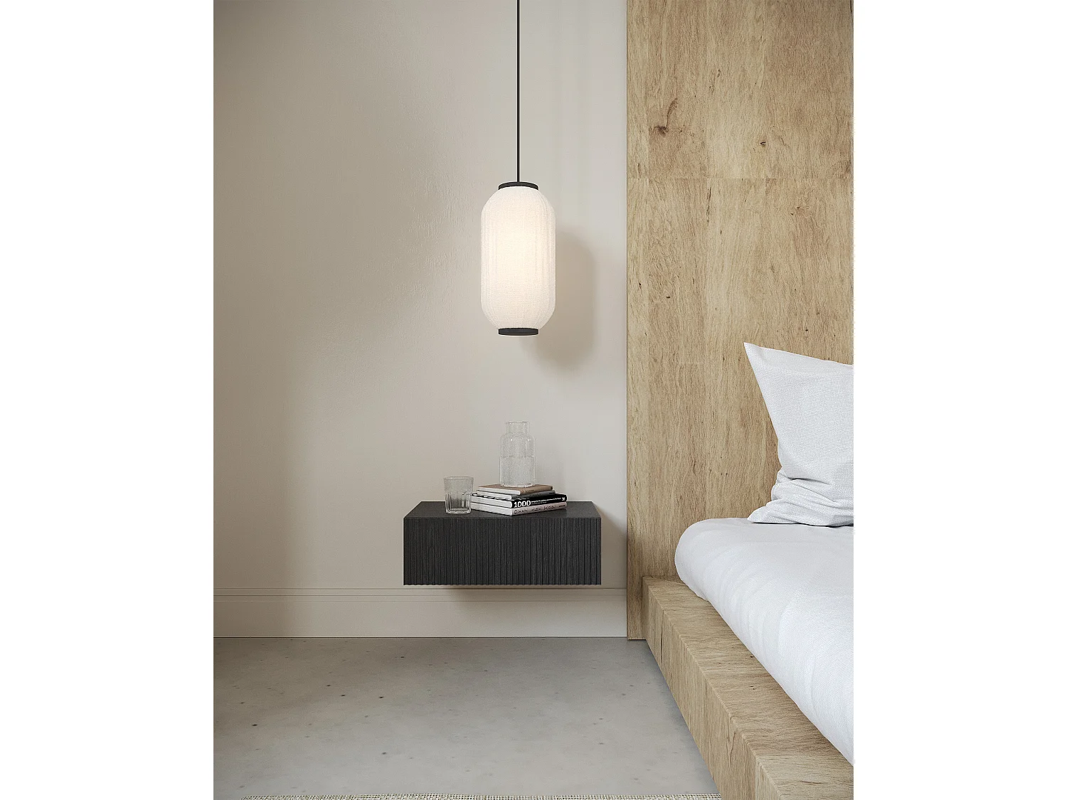 Nachtkastje - 50cm - met lade - hangend - kleur Portland essenhout - NOLIE