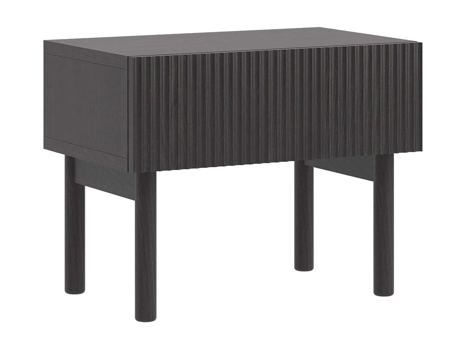 Mesita de noche - 50 cm - con cajón colgante - Fresno Portland negro - NOLIE