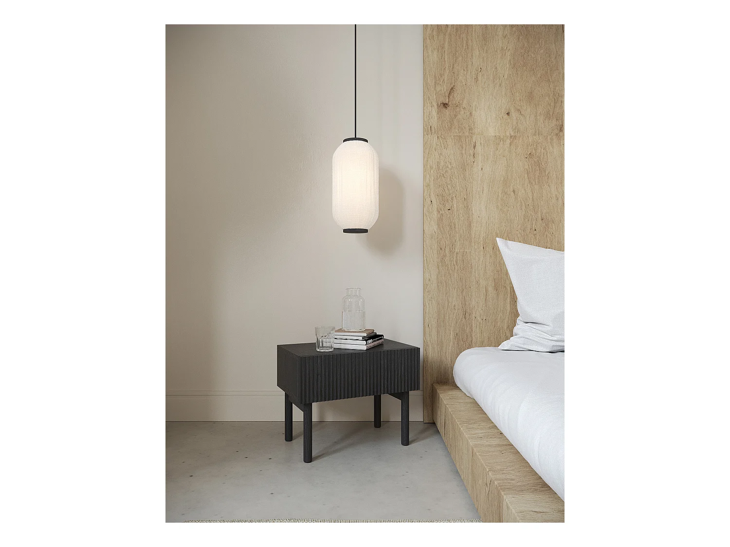 Table de chevet avec tiroir - debout - 50 cm - couleur du bois de frêne Portland - NOLIE