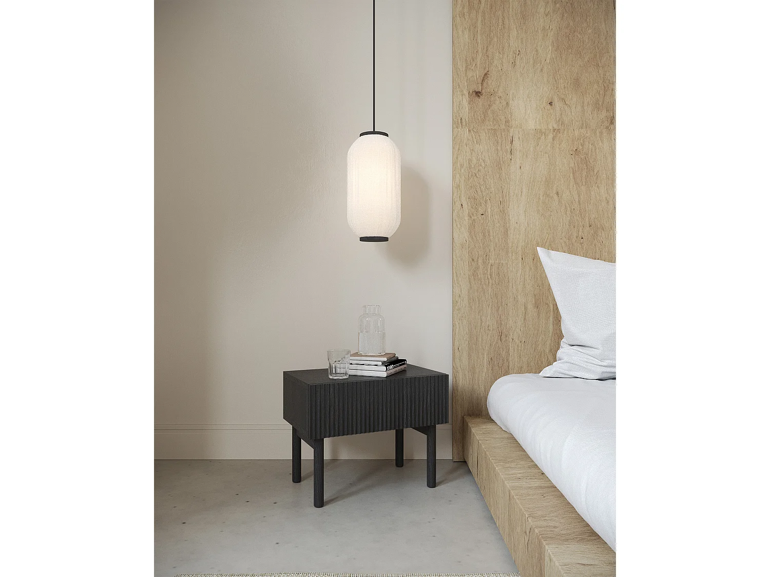 Table de chevet avec tiroir - debout - 50 cm - couleur du bois de frêne Portland - NOLIE