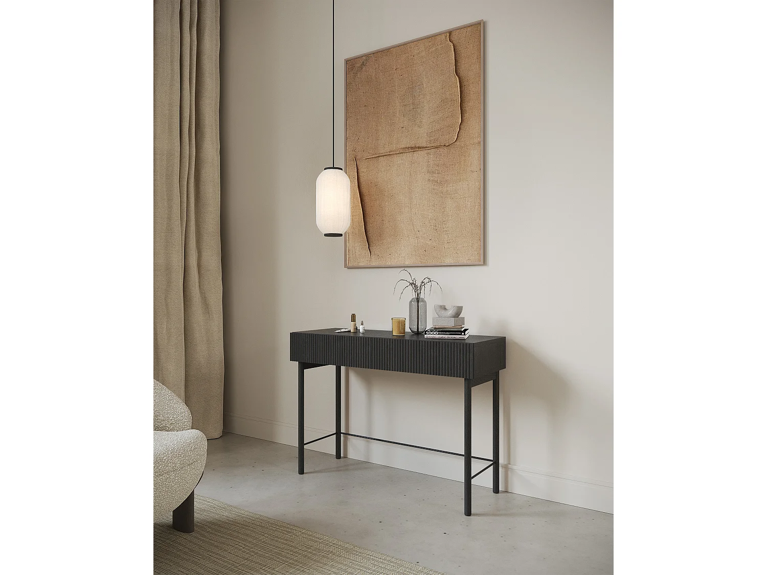 Coiffeuse avec tiroir - debout - 110 cm - couleur du bois de frêne Portland - NOLIE