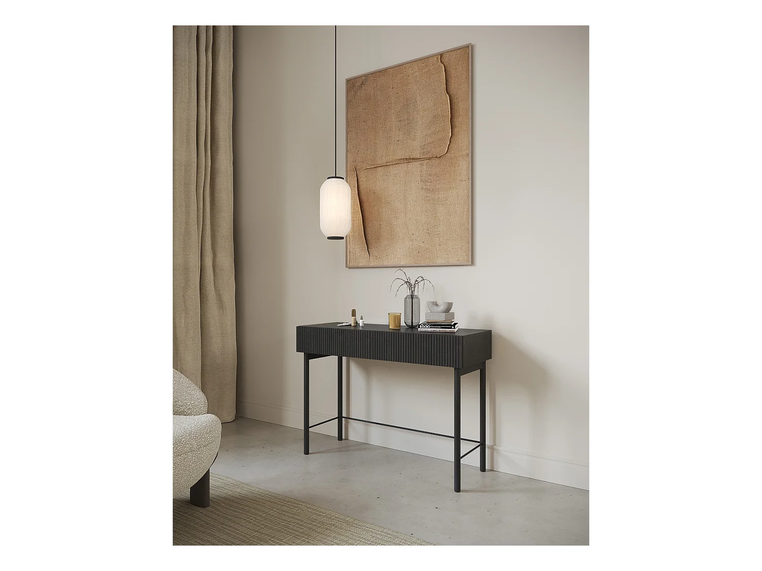 Coiffeuse avec tiroir - debout - 110 cm - couleur du bois de frêne Portland - NOLIE