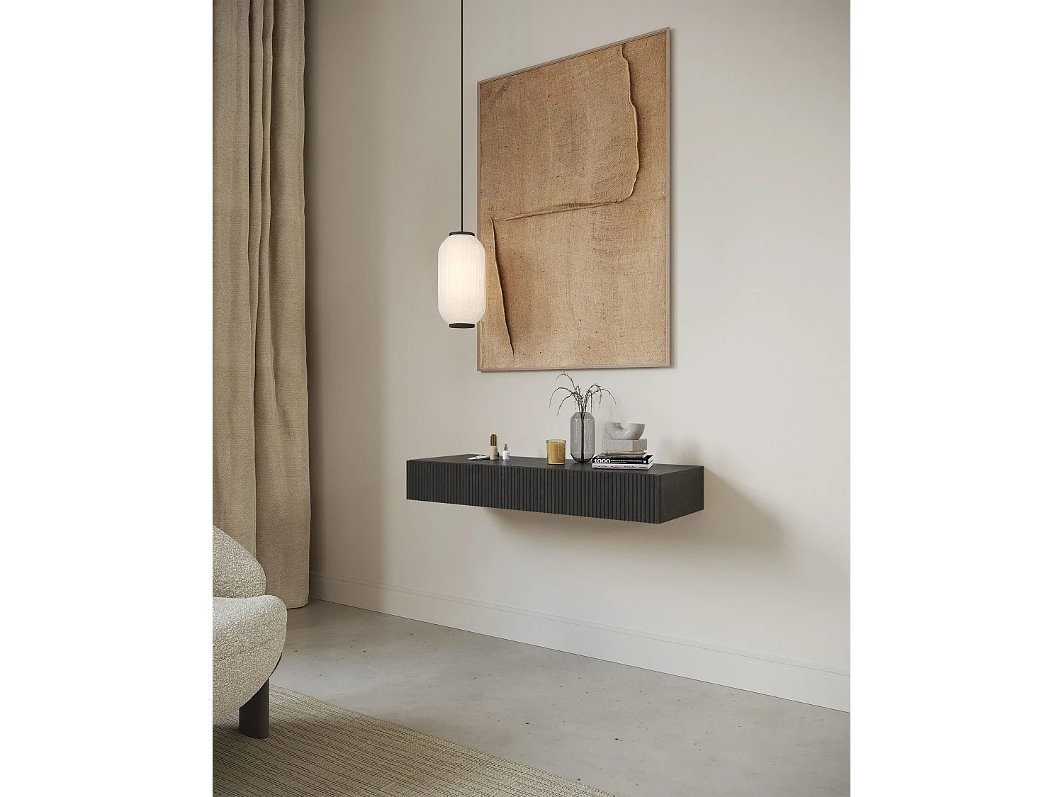 Coiffeuse - 2 tiroirs - couleur du bois de frêne Portland - 110 cm - NOLIE