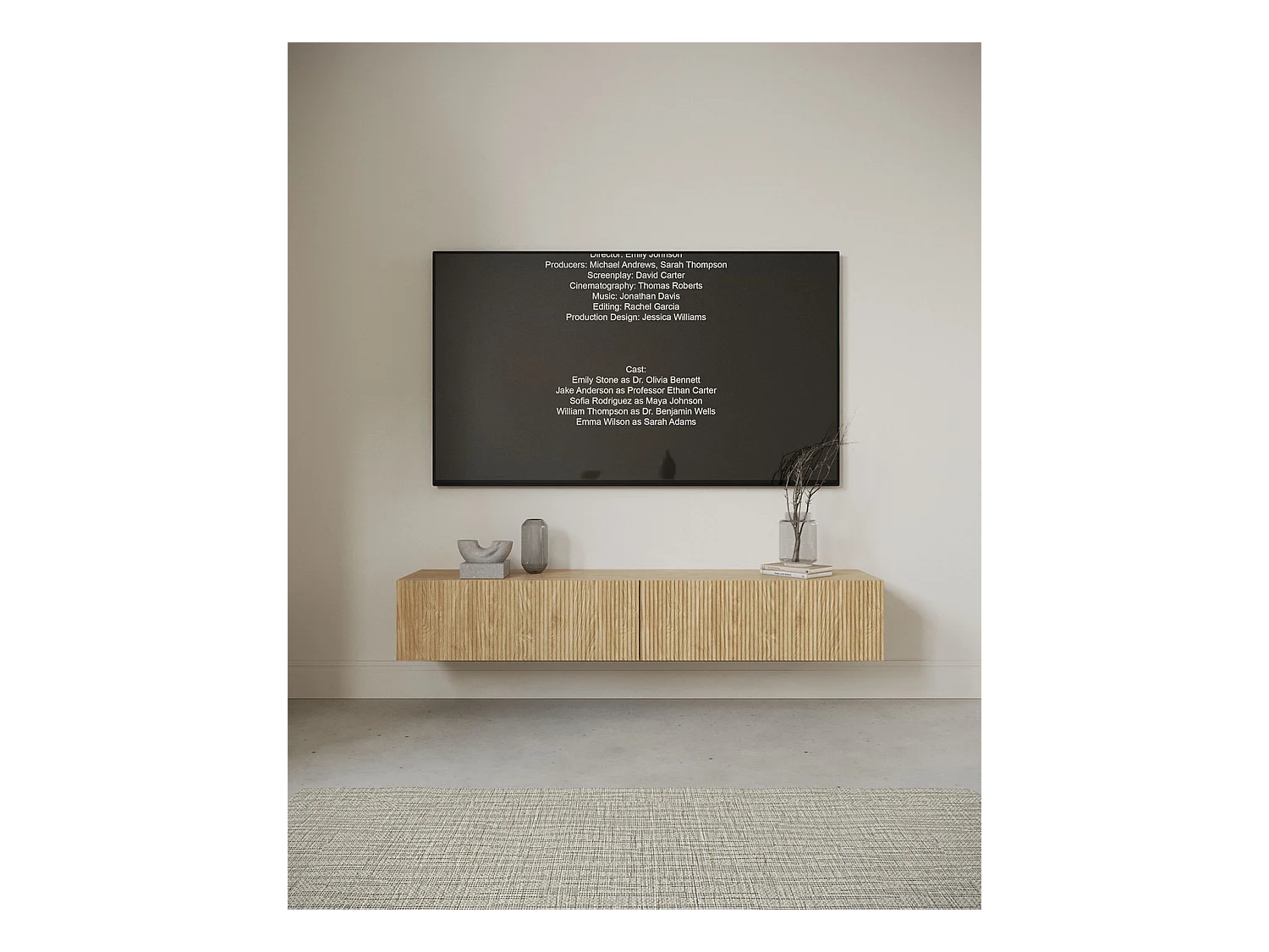 TV-meubel - 175 cm - wandmodel - kleur geolied eikenhout - NOLIE