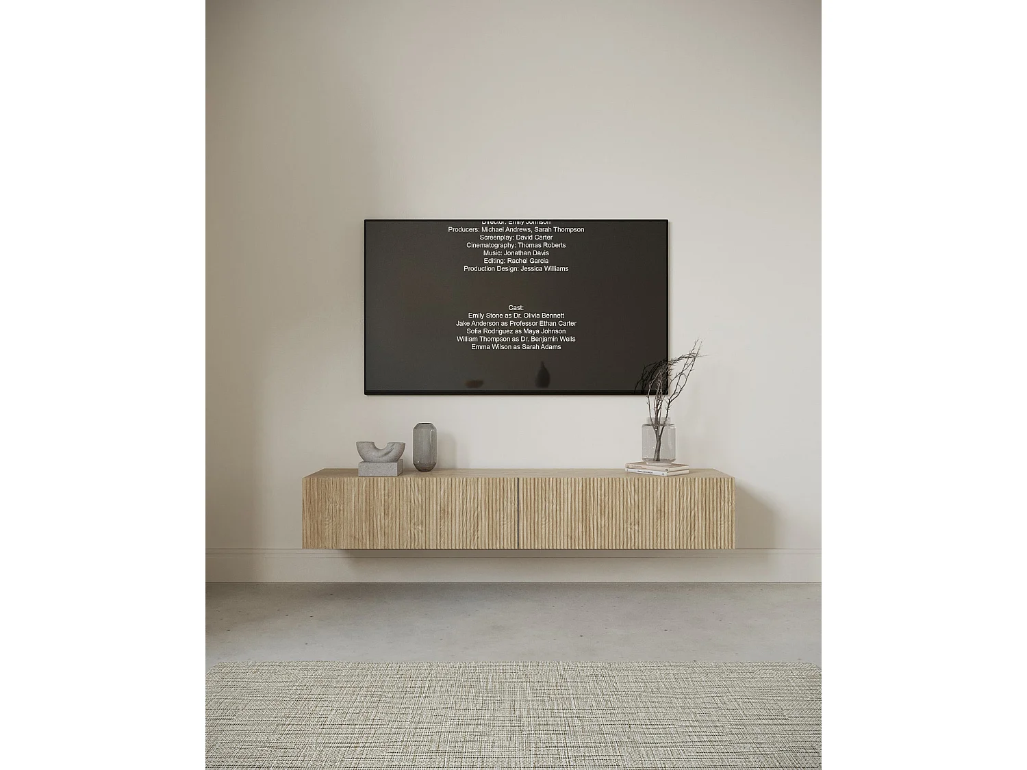 Meuble TV - 175 cm - suspendu - couleur de bois chêne huilé - NOLIE