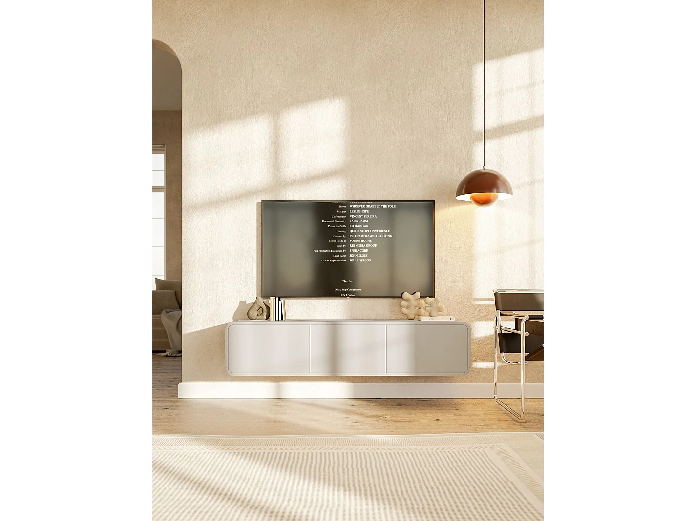 TV-Hängeboard mit 3 Schubladen - greige - 154 cm