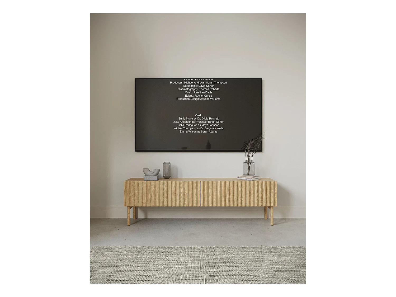 Meuble TV - debout - 175 cm - couleur de bois chêne huilé - NOLIE