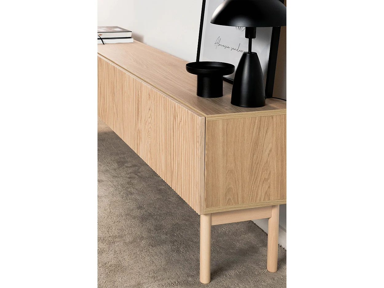 Meuble TV - debout - 175 cm - couleur de bois chêne huilé - NOLIE