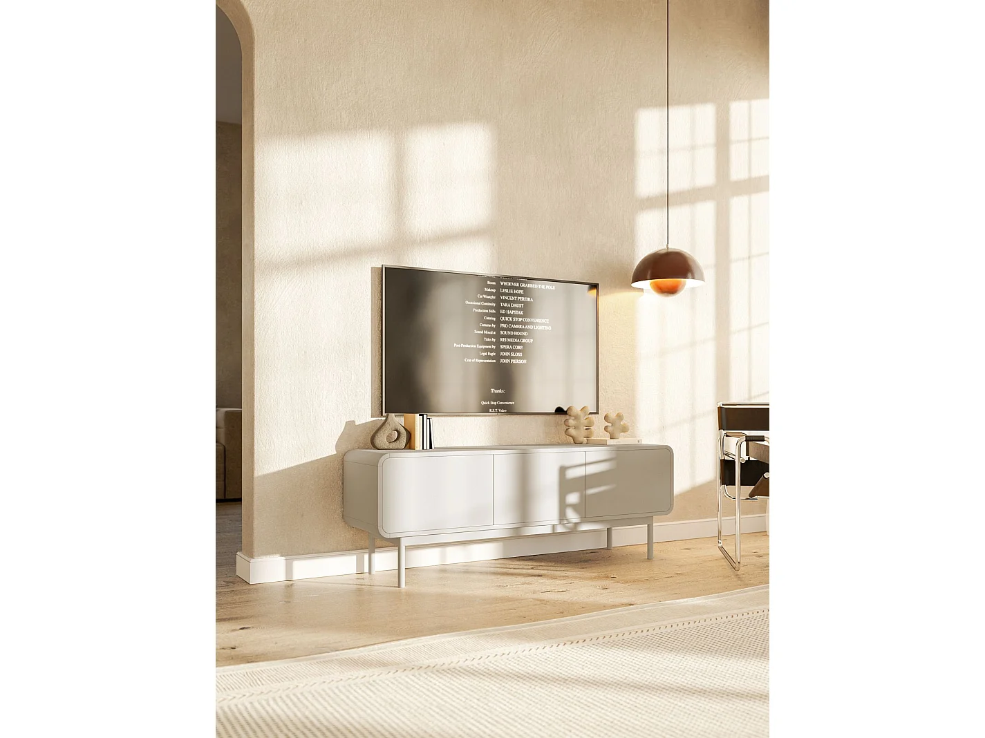 TV-Lowboard mit 3 Schubladen - greige - 154 cm - ORO