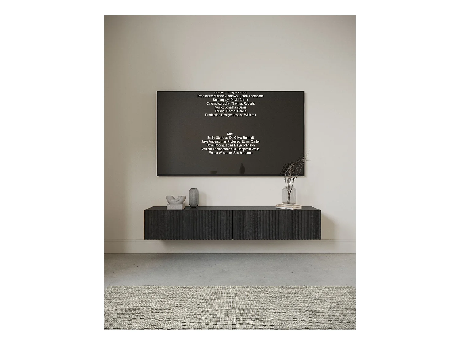 TV-meubel - 175 cm - wandmodel - kleur Portland essenhout - NOLIE