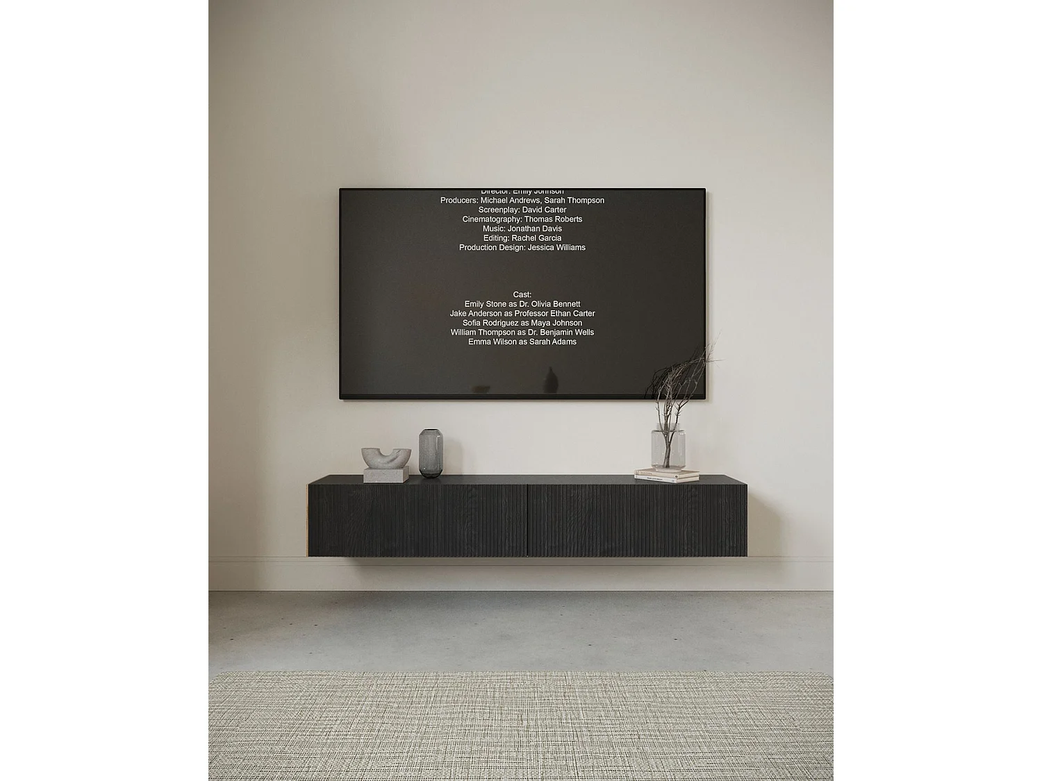 Meuble TV - 175 cm - suspendu - couleur du bois de frêne Portland - NOLIE