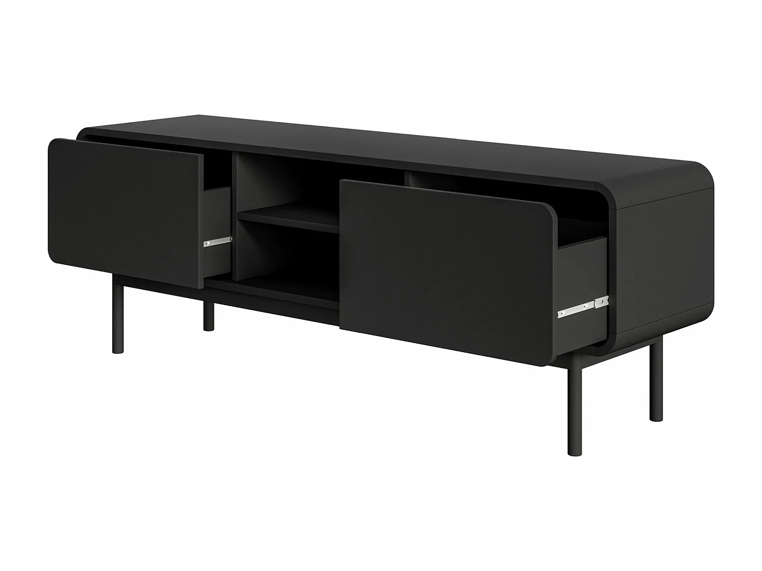 Meuble TV - 154 cm - avec deux tiroirs et une niche - debout - noir - ORO