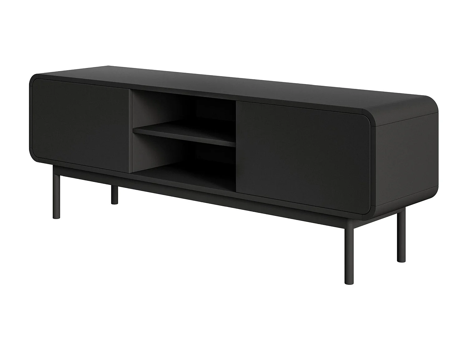 Meuble TV - 154 cm - avec deux tiroirs et une niche - debout - noir - ORO