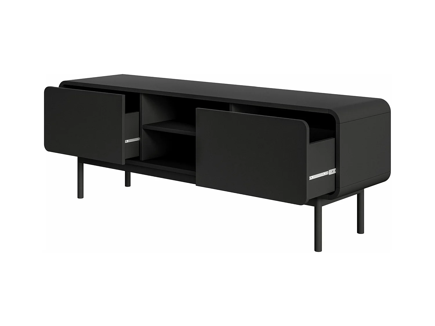 TV-Lowboard mit 2 Schubladen - schwarz - 154 cm - ORO