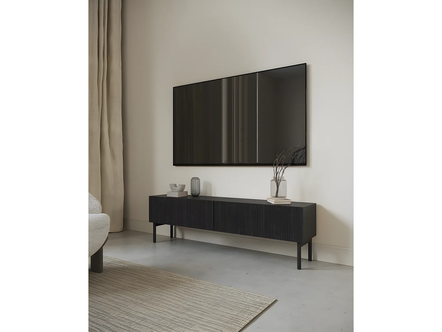 Meuble TV - 175 cm - debout - couleur du bois de frêne Portland - NOLIE