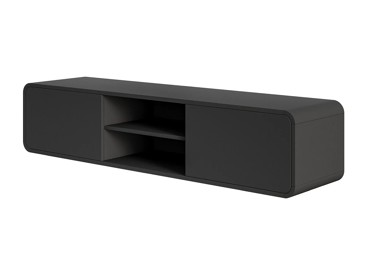 Meuble TV - 154 cm - avec deux tiroirs et une niche - suspendu - noir - ORO