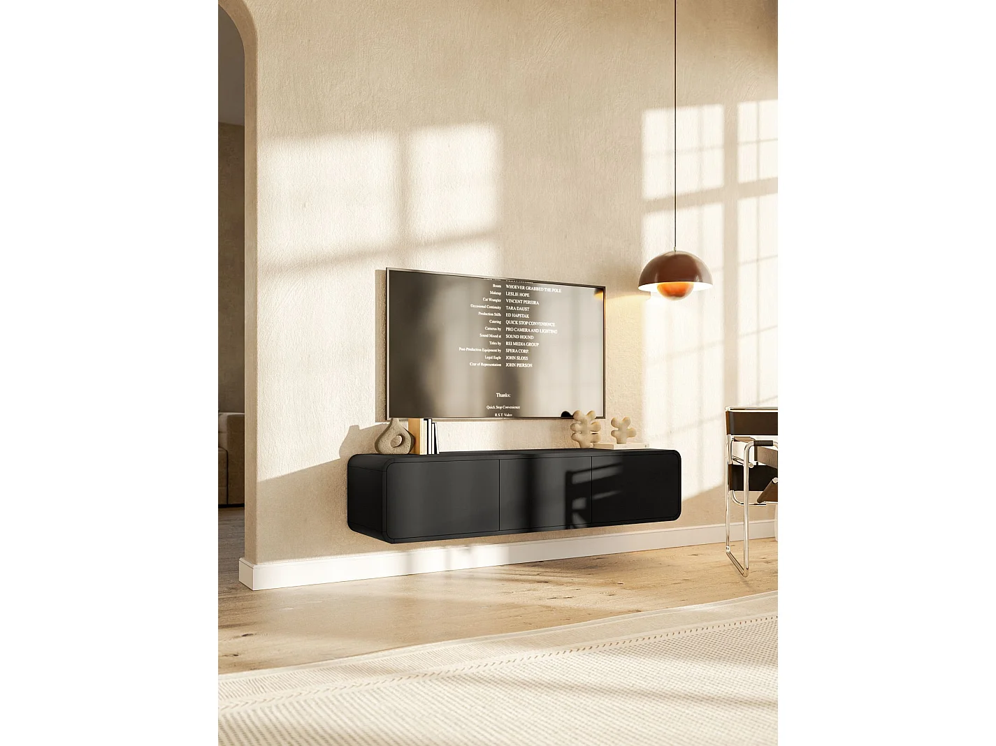 TV-Hängeboard mit 3 Schubladen - schwarz - 154 cm - ORO