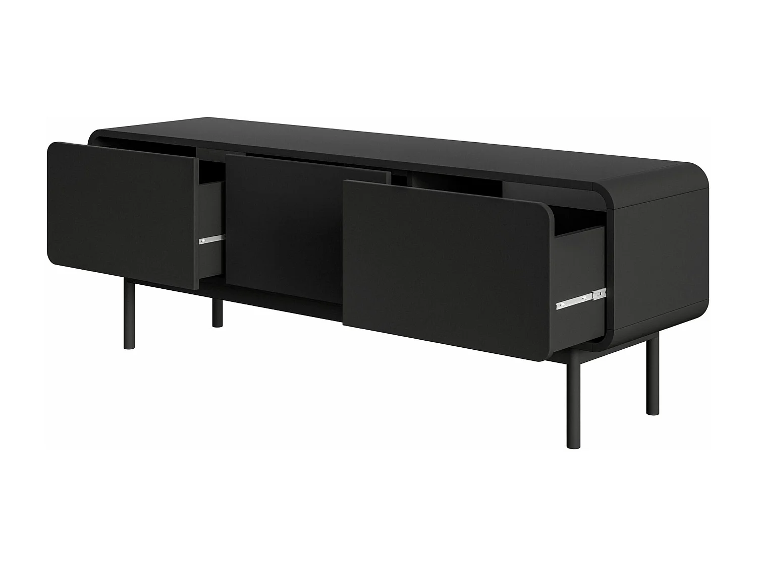 Meuble TV - 154 cm - avec trois tiroirs - debout - noir - ORO