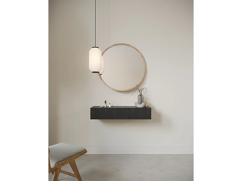 Console - 90 cm - avec tiroirs - suspendu - couleur du bois de frêne Portland - NOLIE