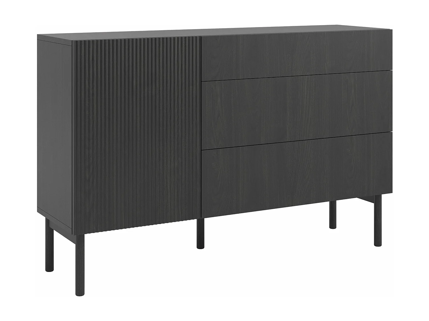 Buffet 3 tiroirs - 140 cm - avec 3 tiroirs - couleur du bois de frêne Portland - NOLIE