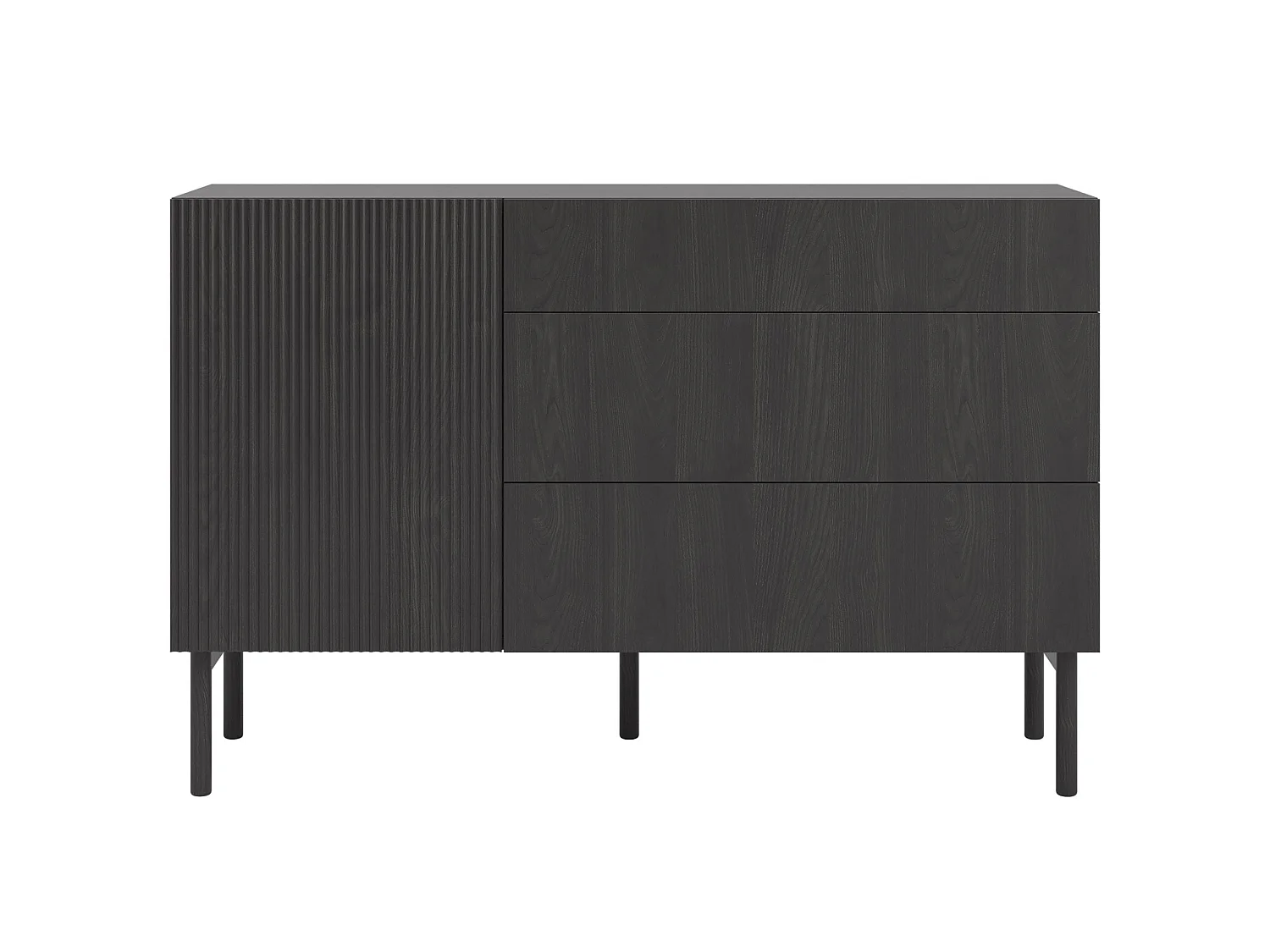 Buffet 3 tiroirs - 140 cm - avec 3 tiroirs - couleur du bois de frêne Portland - NOLIE