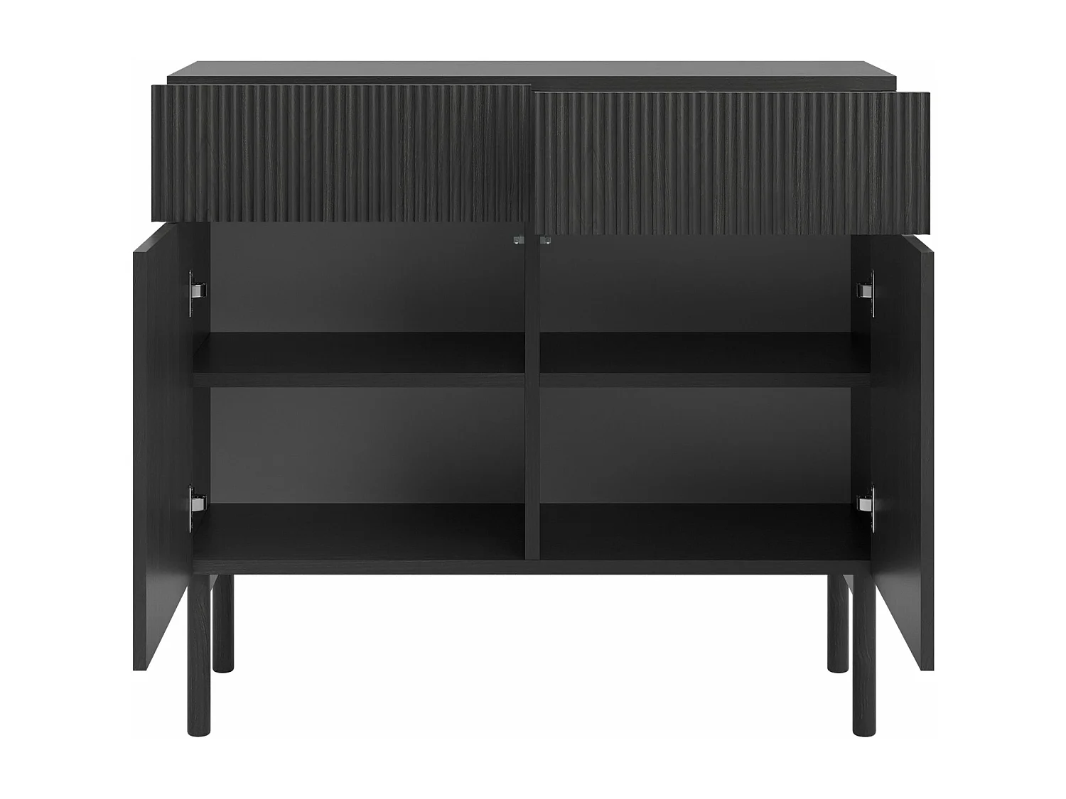 Sideboard mit 2 Schubladen - Holzoptik Esche Schwarz - 100 cm - NOLIE