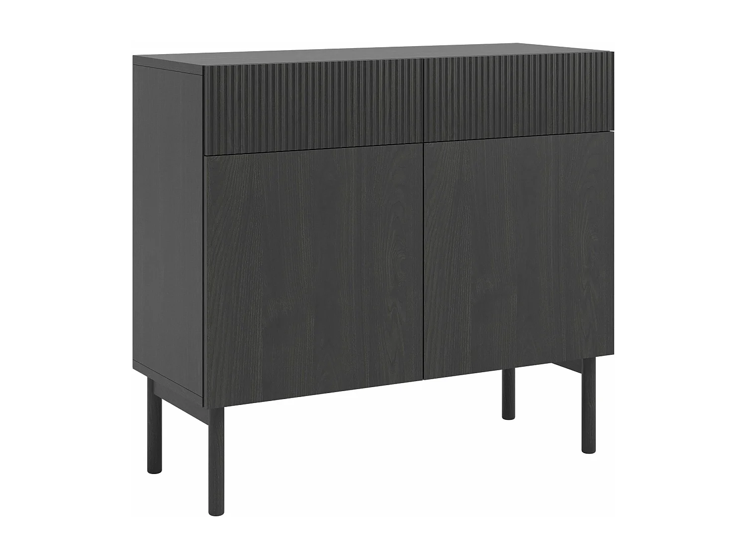 Commode à deux portes et deux tiroirs - 100 cm - couleur du bois de frêne Portland - NOLIE