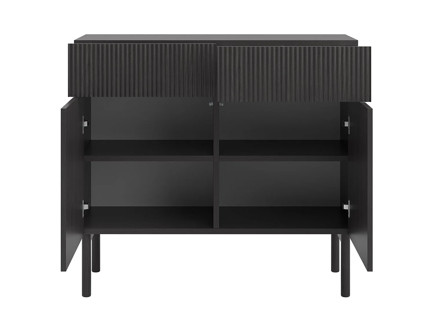 Commode à deux portes et deux tiroirs - 100 cm - couleur du bois de frêne Portland - NOLIE