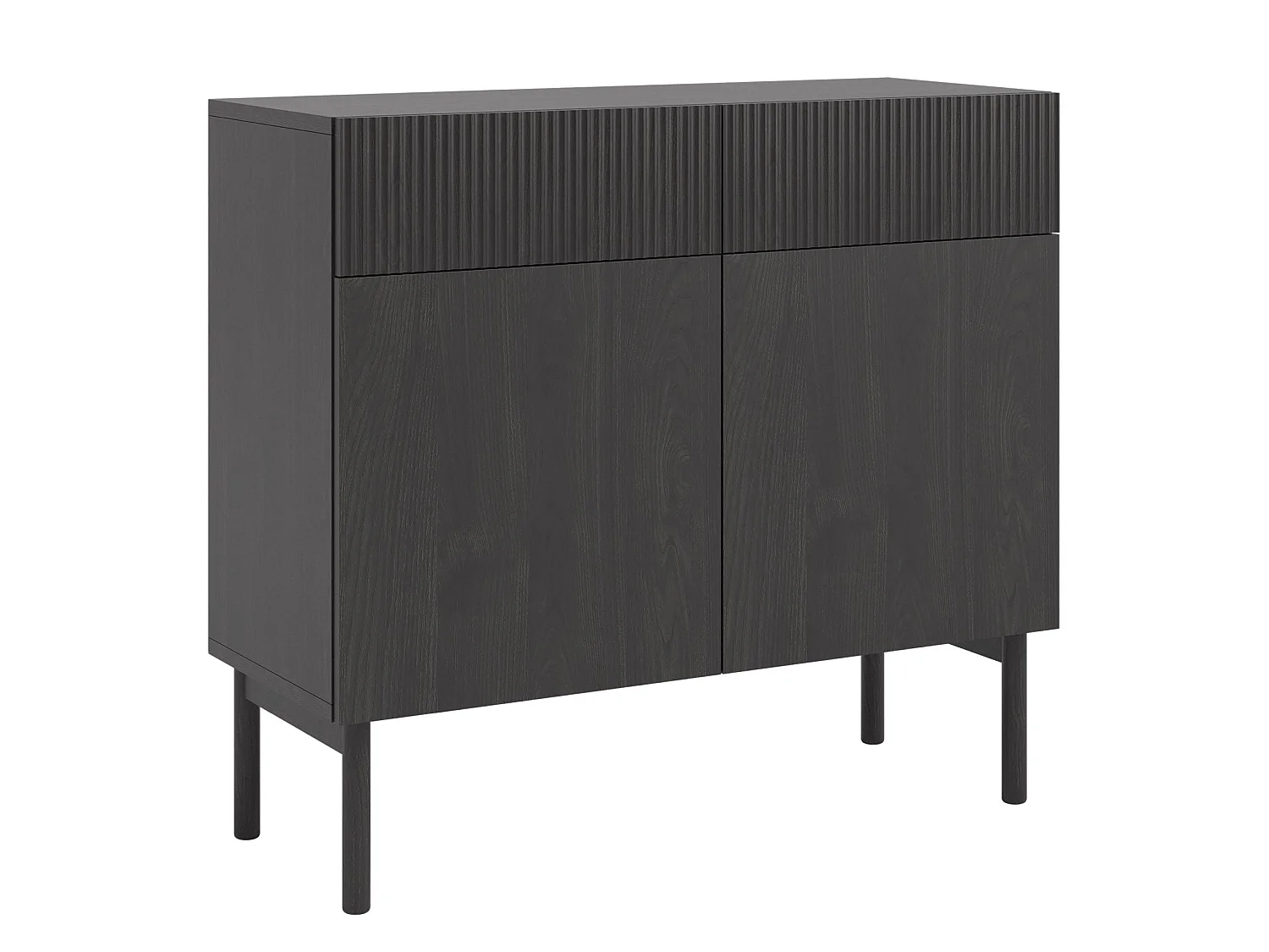 Commode à deux portes et deux tiroirs - 100 cm - couleur du bois de frêne Portland - NOLIE