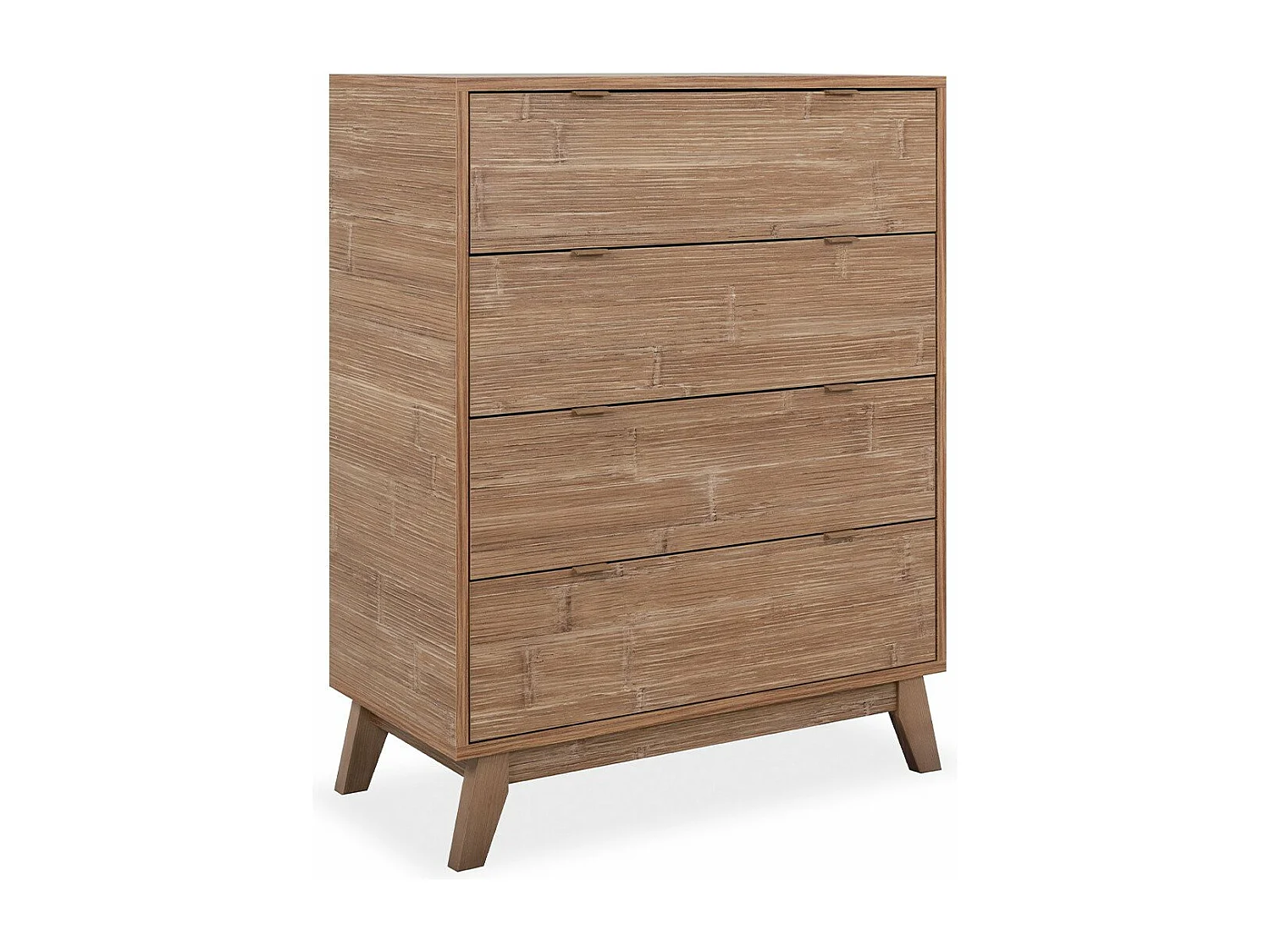 Commode 4 tiroirs décor bambou - L82 cm