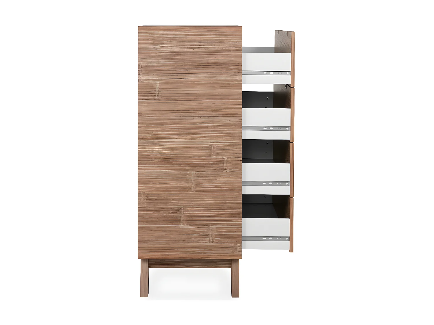 Commode 4 tiroirs décor bambou - L82 cm