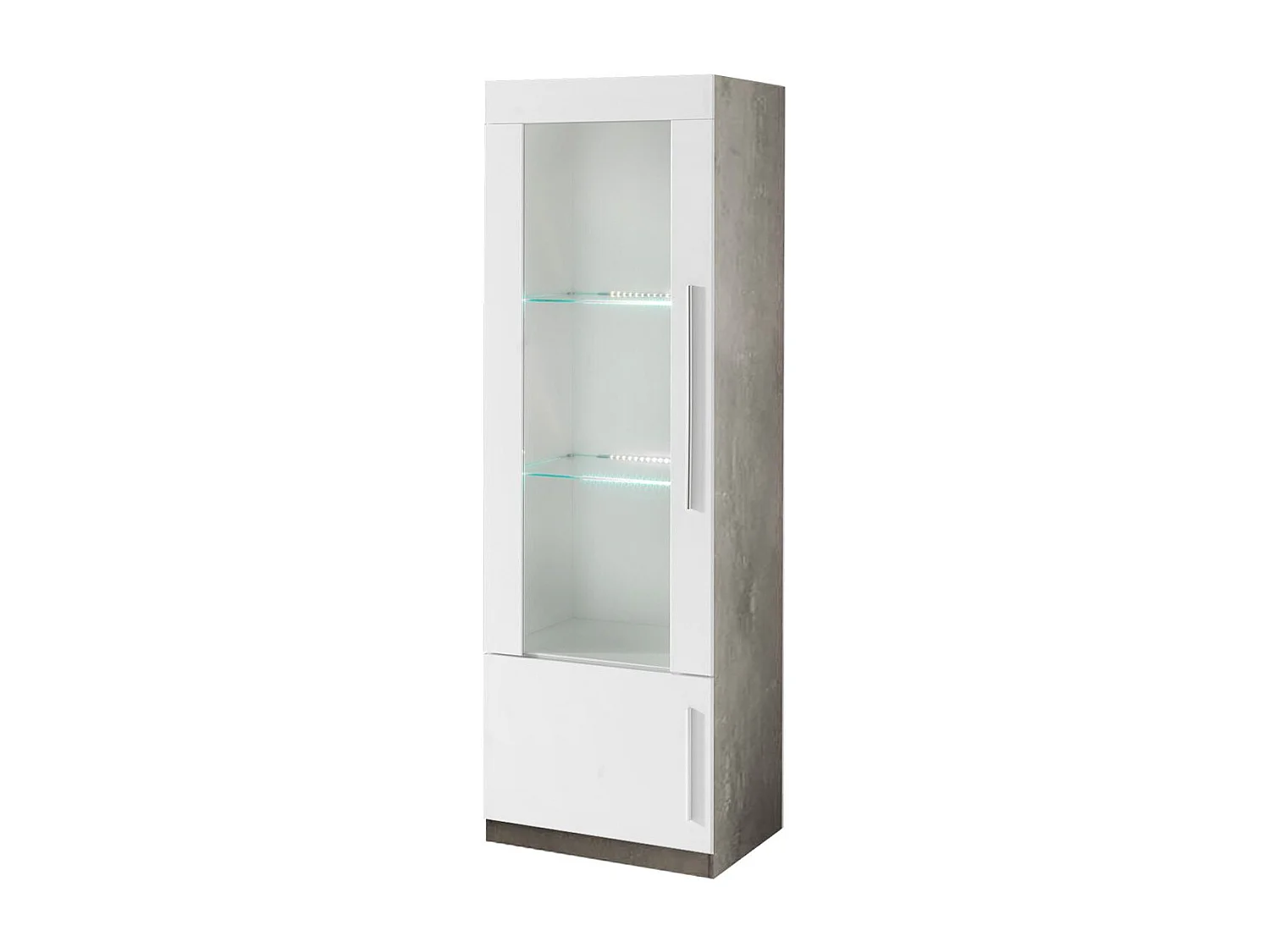 CLARK - Ensemble Salon Complet Blanc et Marbre Meuble TV et Vitrines avec Leds + Table Basse