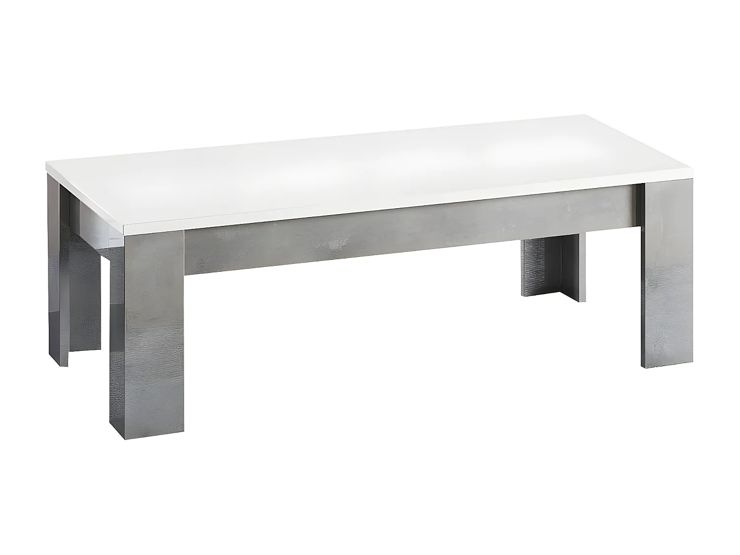 CLARK - Ensemble Salon Blanc et Marbre Meuble TV + Buffet + Table Basse