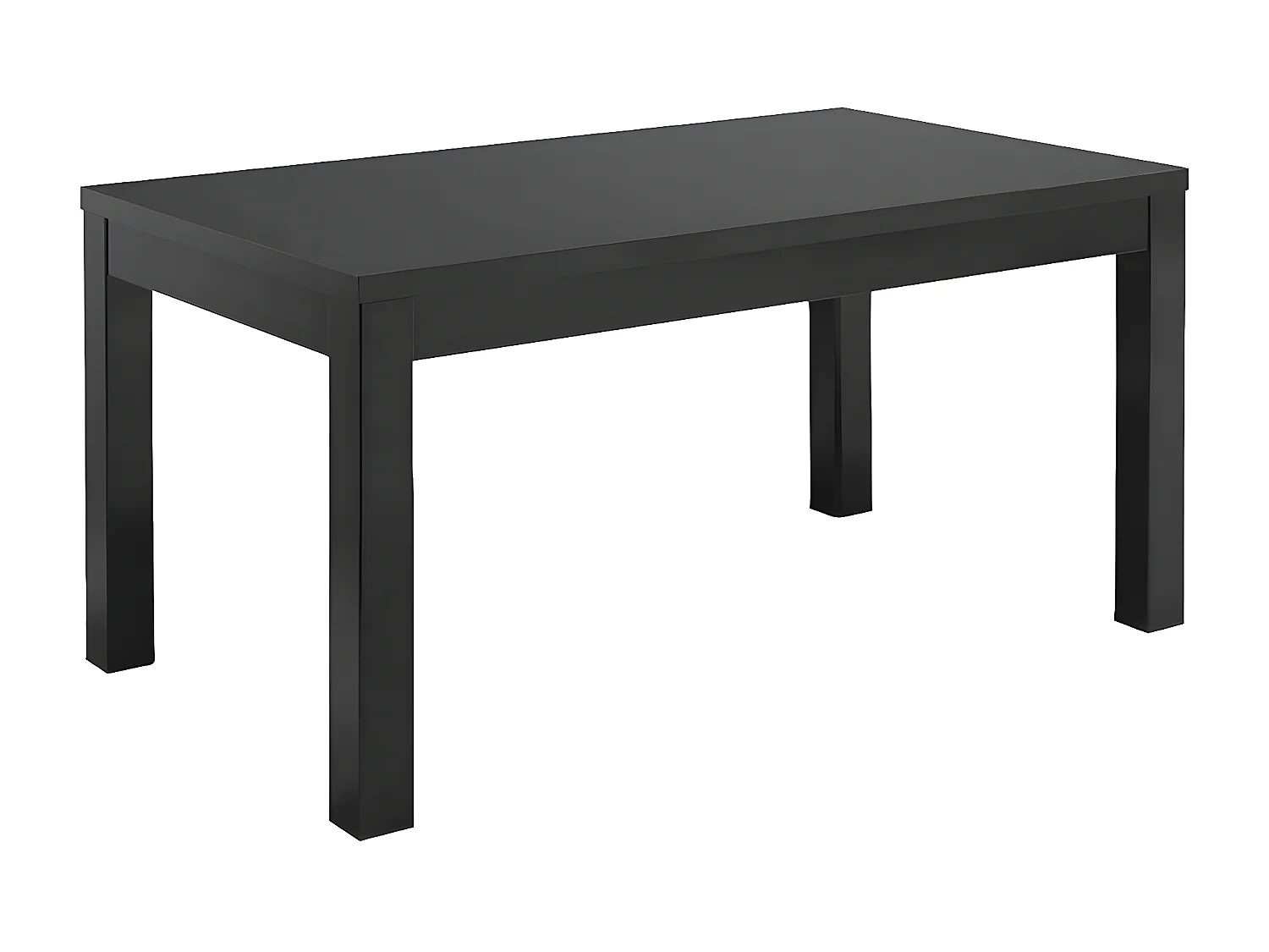 DEYTON - Ensemble Séjour Laqué Noir Table 160cm + Buffet 3 Portes